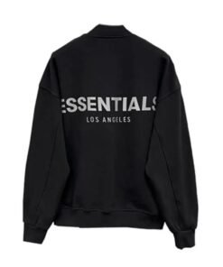 Black Essentials Men Baseball Los Angeles Jackets